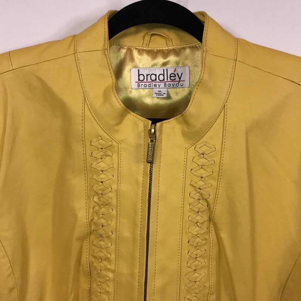 Bradley Bayou Like Pluribus Carol Yellow Genuine Leather Jacket for Women Size X - Picture 6 of 8